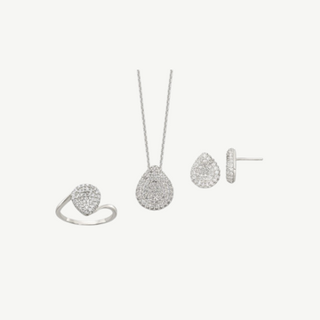 Pear Necklace, Earrings and Ring Set