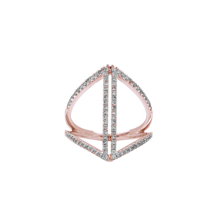 Pave Diamond Geometric Ring