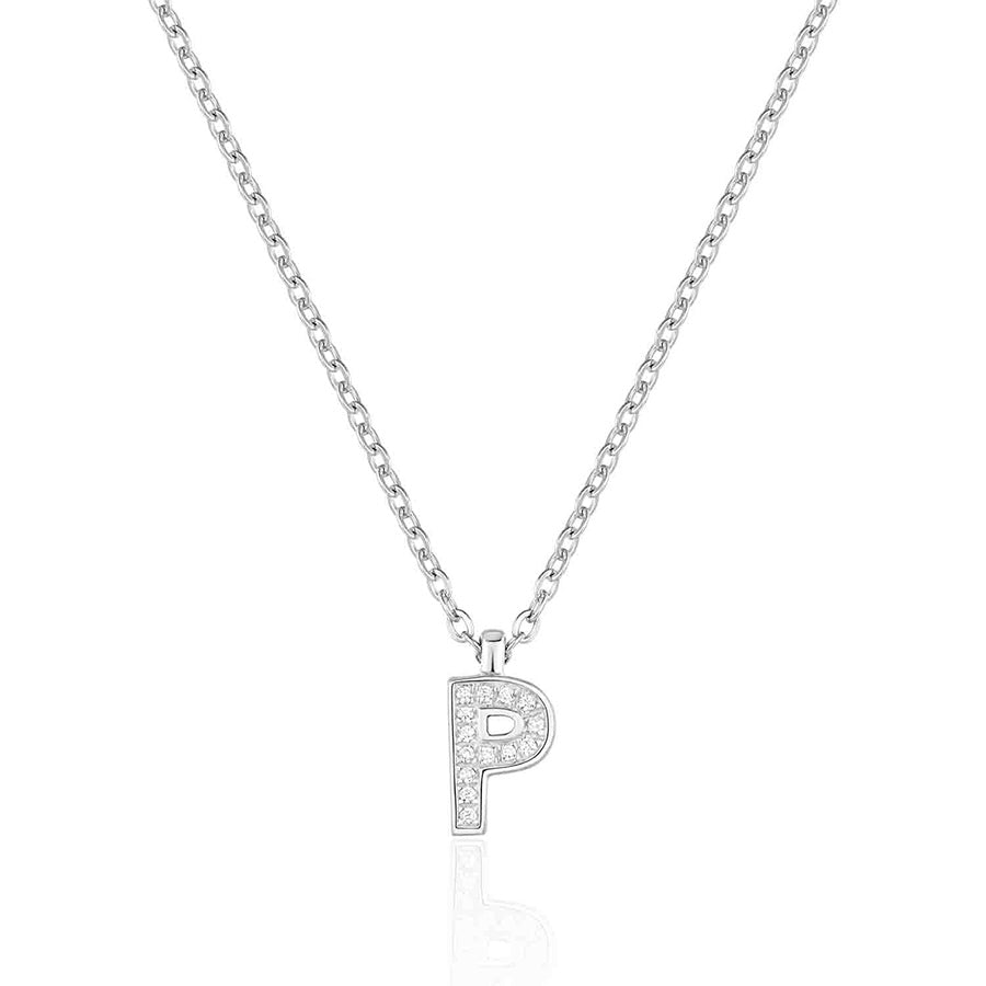 Luvente 14k White Gold Diamond Initial Necklace