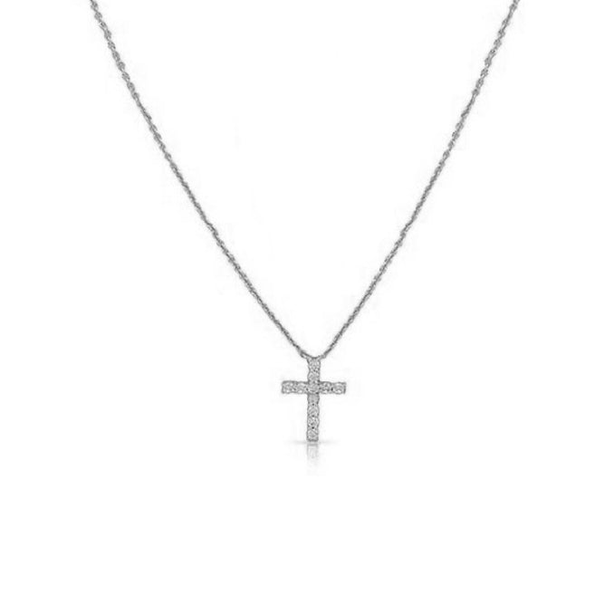 Luvente 14k White Gold Diamond Cross Necklace
