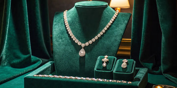 Roberto Coin diamond necklace and earrings jewelry set.