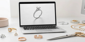 A custom tool on a laptop used to build your own diamond ring online.