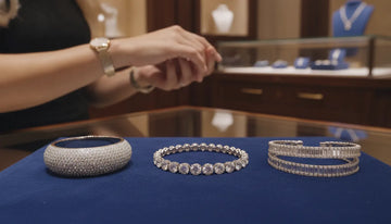 Diamond bracelet styles arranged for a jewelry consultation
