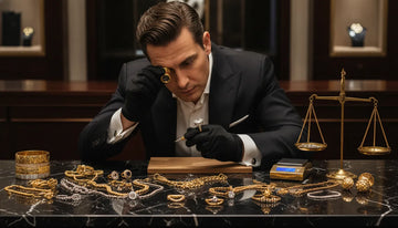Gold buyers near me evaluating gold jewelry with professional tools