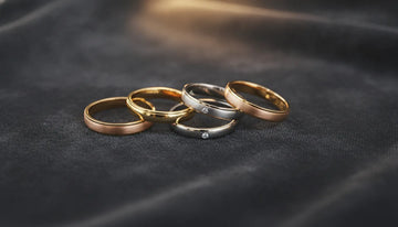 Yellow, white, and rose gold wedding bands