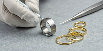 A jeweler using a ring mandrel to carefully resize a ring up to a larger size.