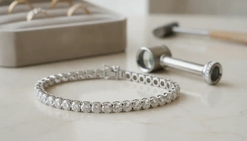 Diamond tennis bracelet arranged for a jewelry consultation