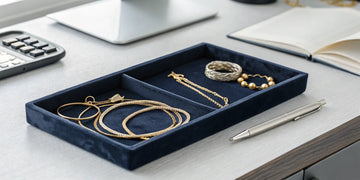 A collection of gold jewelry sorted on a tray, ready to sell for the best price.