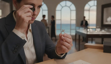 Jeweler inspecting a diamond ring setting for signs of looseness