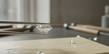 Loose lab-grown diamond viewed through a jeweler’s loupe