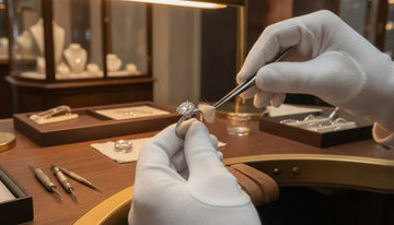 Jeweler professionally cleaning a diamond ring