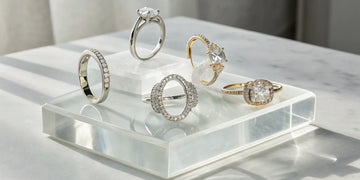 Lab grown diamond engagement rings in a variety of popular cuts and settings.