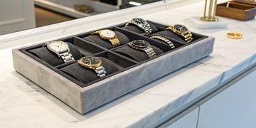 A display of Rolex certified pre-owned watches with their prices.