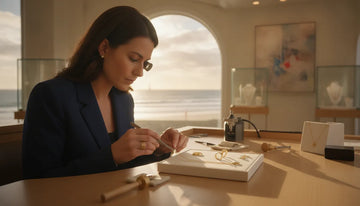 Jeweler evaluating 14K gold jewelry in Oceanside