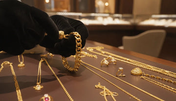 Jeweler evaluating a gold chain for potential value