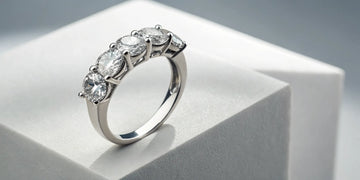 5-stone diamond anniversary band with round diamonds set in white gold.