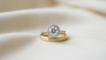A beautiful matching engagement ring and wedding band stack.