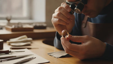 Jeweler examining the lower shank of a ring during a half shank repair assessment