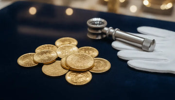 Gold coins arranged for a professional cash-selling evaluation