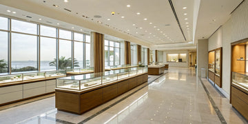 A family owned jewelry store in Oceanside, NY with a bright, modern interior and elegant displays.