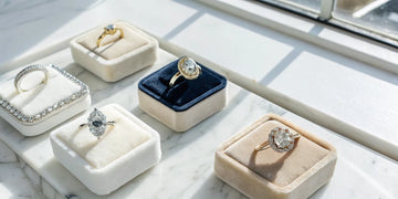 A selection of diamond engagement rings to buy from a local Long Island jeweler.