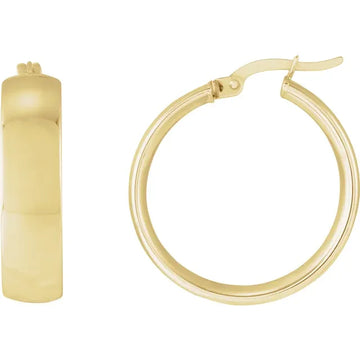 14K Yellow Gold Wide Hoop Earrings
