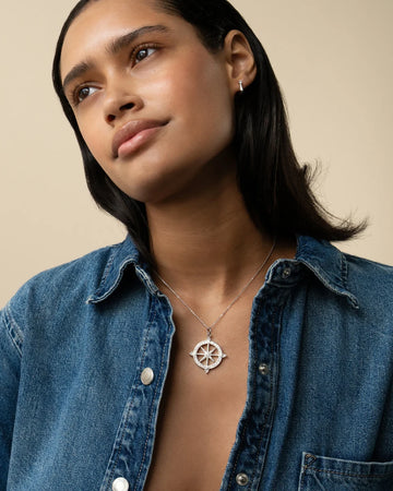 "Adventure" Sterling Silver Necklace with Rock Crystal and White Sapphires