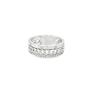 14K White Gold Diamond Chain Multi-Row Ring