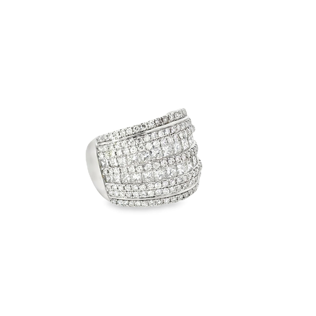 White Gold Multistone Ring with Square-Cut Diamonds