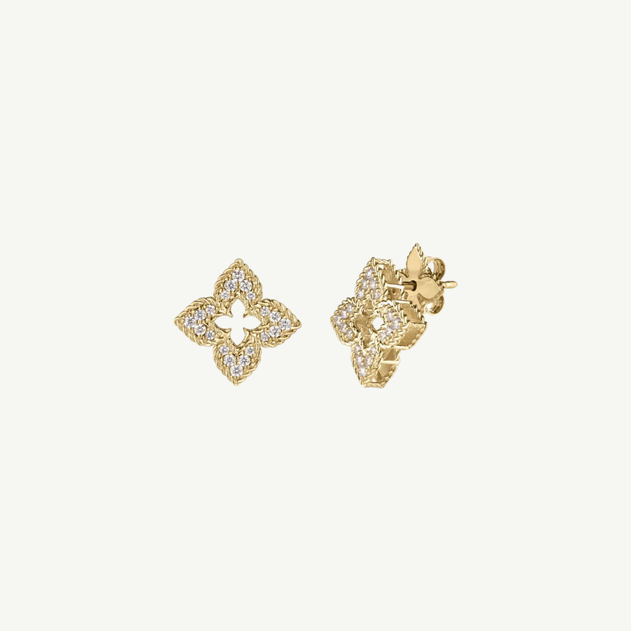 Gold Diamond Venetian Princess Stud Earrings