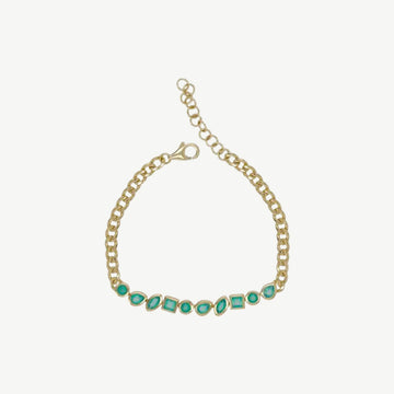 Multi-Shape Green Agate Bracelet