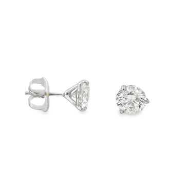 Platinum Three-Prong Martini Diamond Stud Earrings