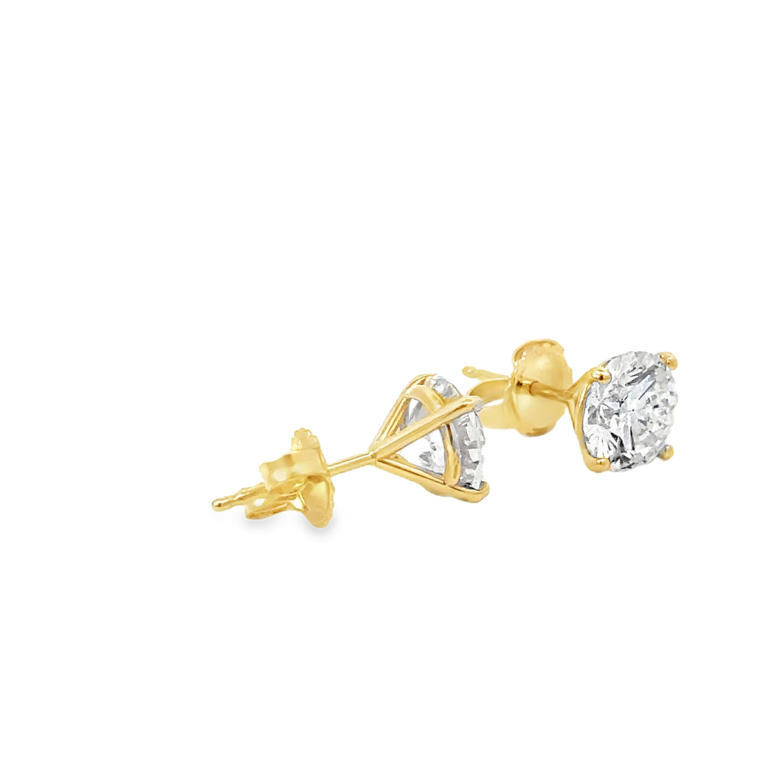 14K Yellow Gold Lab Grown Diamond 4 Prong Martini Stud Earrings