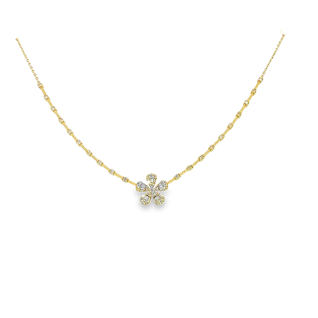 Diamond Flower Bar Necklace