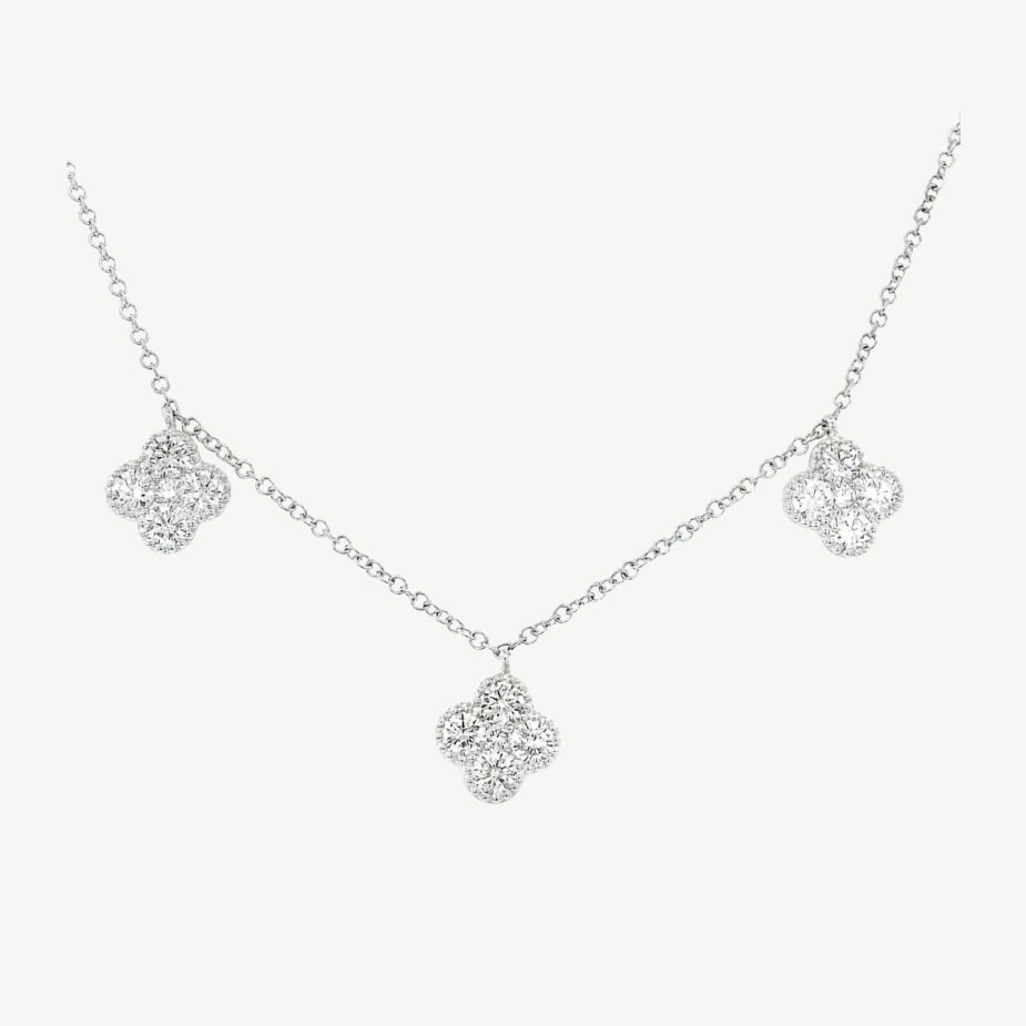 Diamond Clover Stationed Necklace