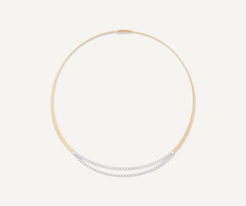 18K Yellow Gold Marco Bicego Masai Double Row Diamond Coil Collar Necklace