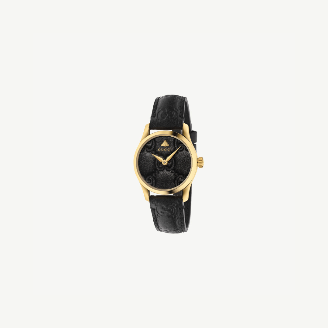 Gucci ladies watch black leather strap deals