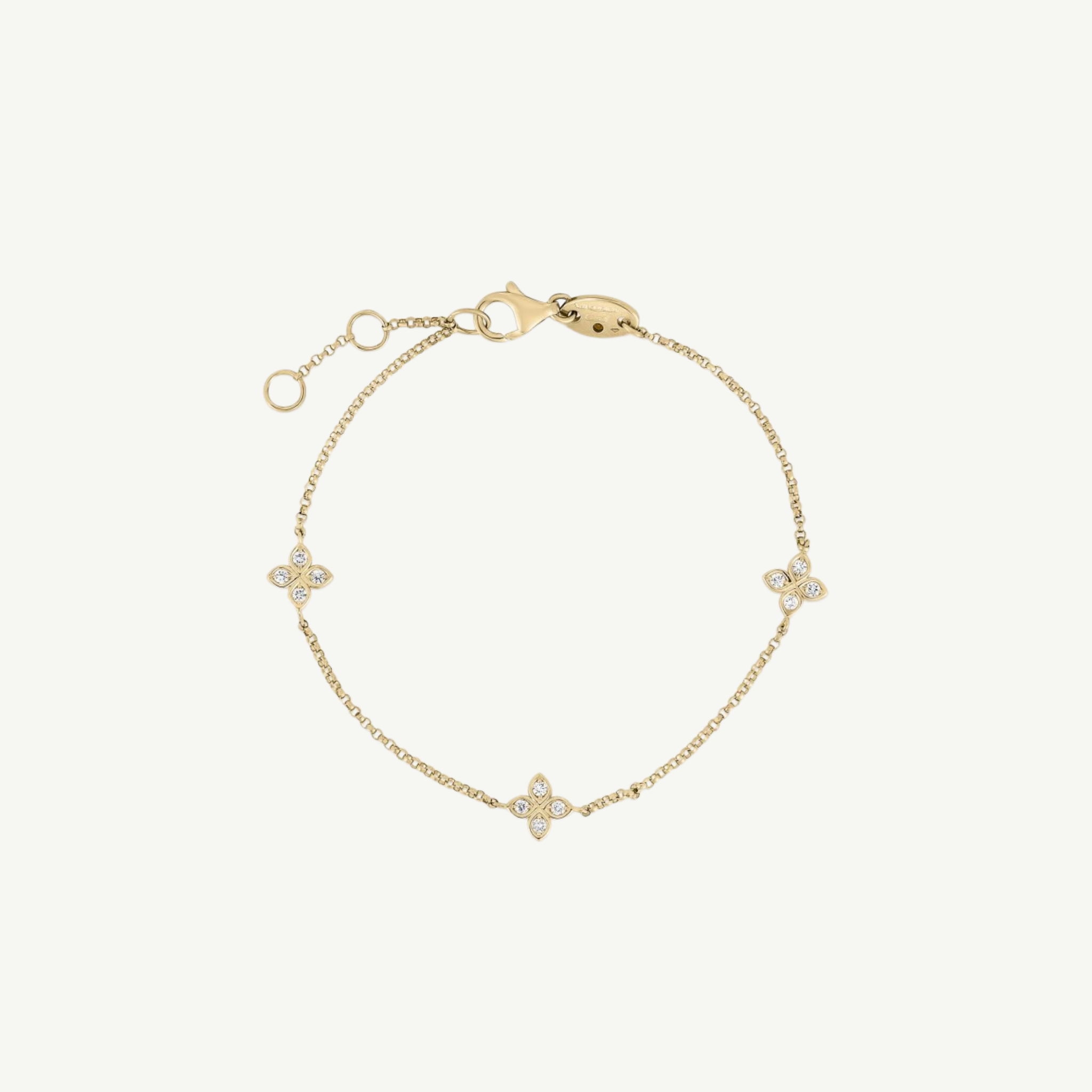 Gold Love By the Inch 3 Station Flower Bracelet