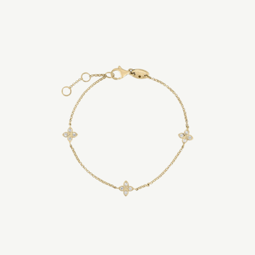 Gold Love By the Inch 3 Station Flower Bracelet