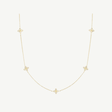 Gold Love By The Inch 5 Station Flower Necklace