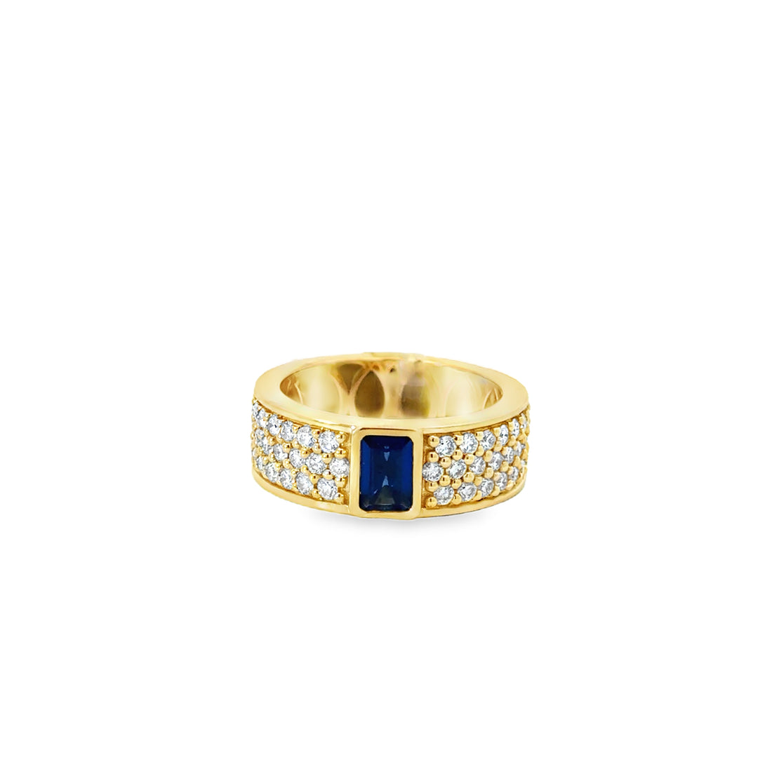 Blue Sapphire Diamond Domed Ring