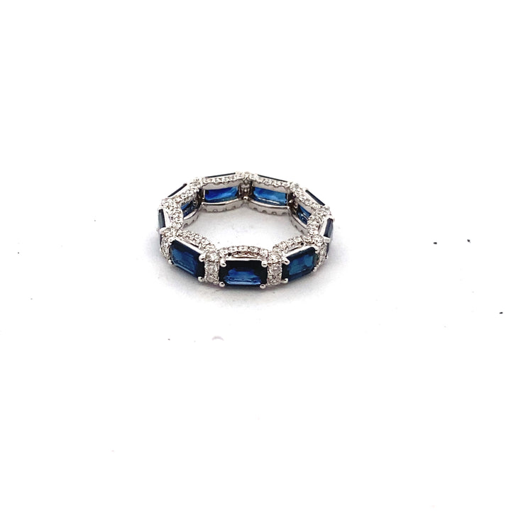 Pave Diamond + Emerald Cut Sapphire Ring