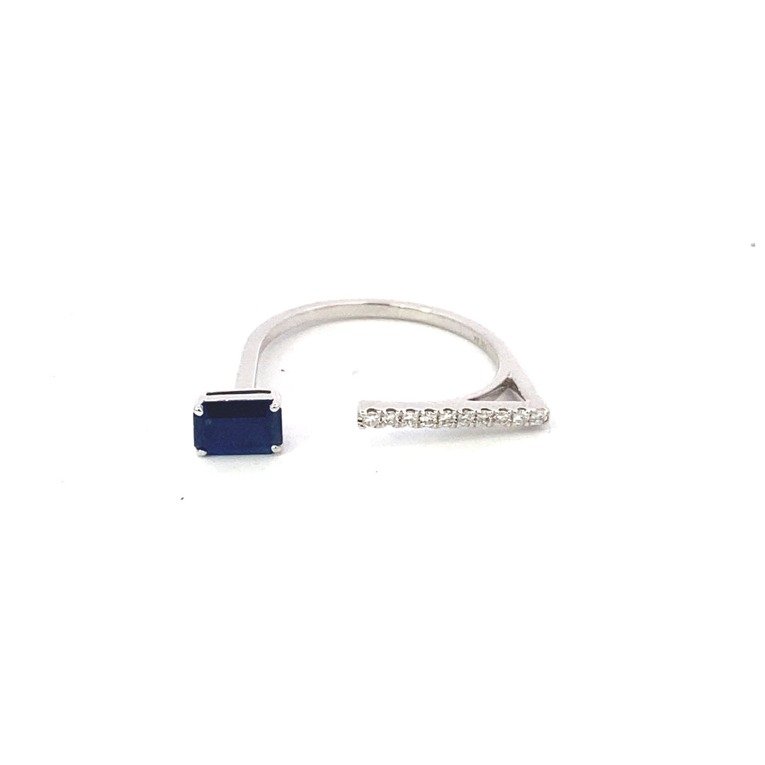 Diamond Bar + Sapphire White Gold Ring