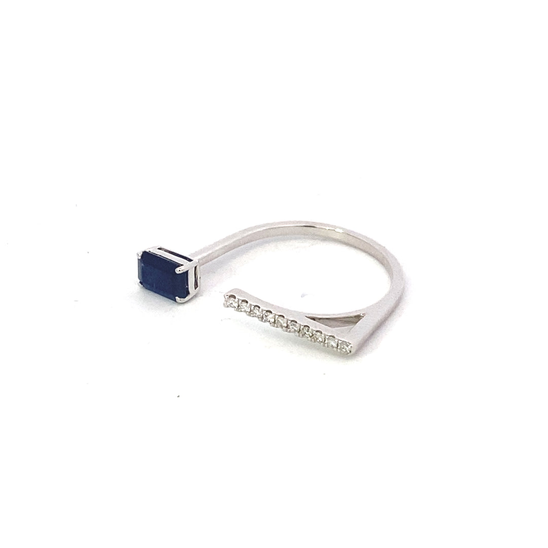 Diamond Bar + Sapphire White Gold Ring