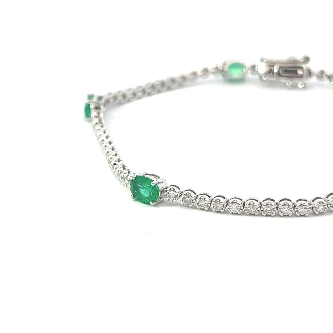Diamond Tennis Bracelet with Emeralds