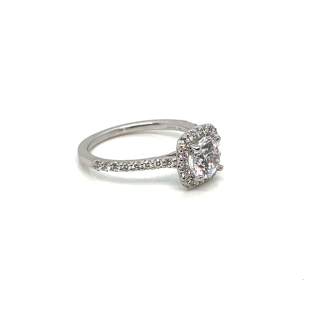 14K White Gold Ring with Stimulated Diamonds