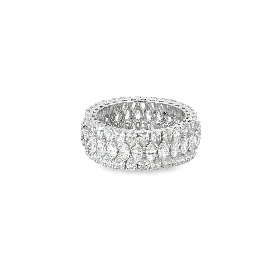 Platinum Marquise/Round/Pear Diamond Three-Row Eternity Band