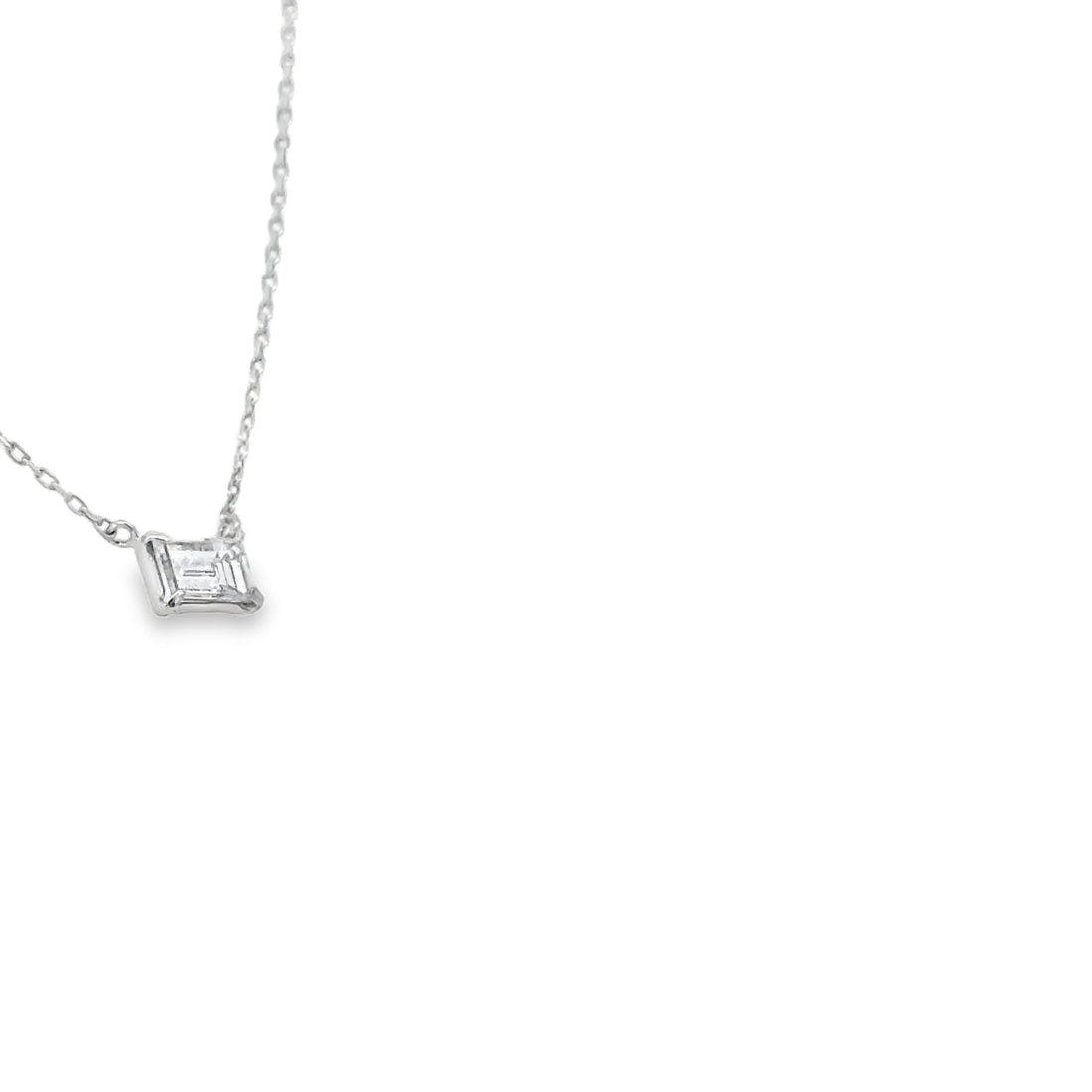 18K White Gold East-West Emerald Cut Diamond Necklace