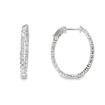 Inside-Out Diamond Oval Hoop Earrings in White Gold