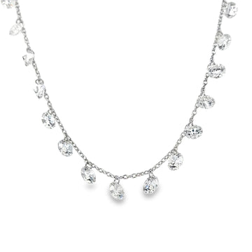 18K White Gold Diamond Fringe Necklace